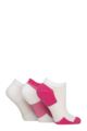 Women's 3 Pair Elle Sheer Stripe Cushioned Heel and Toe Sports Bamboo Trainer Socks - White / Hot Pink