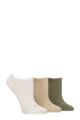 Women's 3 Pair Elle Sport Mesh Bamboo No Show Socks - Khaki / White / Beige