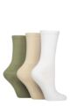 Women's 3 Pair Elle Half Cushion Bamboo Sports Socks - White / Beige / Khaki