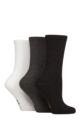 Ladies 3 Pair Elle Half Cushion Bamboo Sports Socks - Black / Grey / White