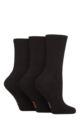 Ladies 3 Pair Elle Half Cushion Bamboo Sports Socks - Plain Black