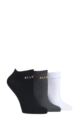 Women's 3 Pair Elle Plain, Stripe and Patterned Cotton No-Show Socks - Black / Charcoal / White