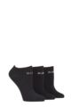 Women's 3 Pair Elle Plain, Stripe and Patterned Cotton No-Show Socks - Black