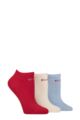 Women's 3 Pair Elle Plain, Stripe and Patterned Cotton No-Show Socks - Seafarer Plain