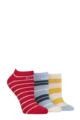 Women's 3 Pair Elle Plain, Stripe and Patterned Cotton No-Show Socks - Seafarer Striped