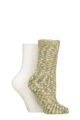 Women's 2 Pair Elle Multi Cosy Slipper Socks with Grip - Marmalade