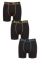 Mens 3 Pack Pringle Bamboo Boxers - Black Teal / Yellow / Orange