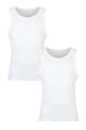 Mens 2 Pack Pringle Cotton Round Neck Vests - White