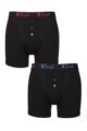 Mens 2 Pack Pringle Combed Cotton Button Fly Boxers - Black Blue / Red