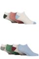 Mens 7 Pair Jeff Banks Recycled Cotton Patterned Trainer Socks - Heel & Toe White Assorted