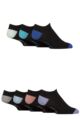 Mens 7 Pair Jeff Banks Recycled Cotton Patterned Trainer Socks - Heel & Toe Black Multi