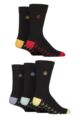 Mens 5 Pair Jeff Banks Plain Recycled Cotton Socks - Heel & Toe Black / Red / Orange