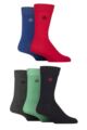 Mens 5 Pair Jeff Banks Plain Recycled Cotton Socks - Red / Blue / Navy