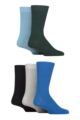 Mens 5 Pair Jeff Banks Cotton Blend Crew Socks - Green / Denim / Blue