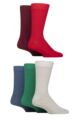 Mens 5 Pair Jeff Banks Cotton Blend Crew Socks - Red / Plum / Grey