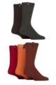 Mens 5 Pair Jeff Banks Ribbed Recycled Wool Boot Socks - Reds / Brown