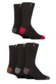 Mens 5 Pair Jeff Banks Recycled Wool Boot Socks - Black