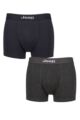 Mens 2 Pack Jeep Cotton Plain Fitted Hipster Trunks - Navy / Charcoal