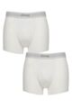 Mens 2 Pack Jeep Cotton Plain Fitted Hipster Trunks - White