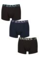 Mens 3 Pack Jeff Banks Plain Cotton Trunks - Black / Navy