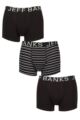 Mens 3 Pack Jeff Banks Cotton Patterned Trunks - Black Stripes