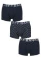 Mens 3 Pack Jeff Banks Cotton Patterned Trunks - Navy Spots