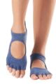 Women's 1 Pair ToeSox Bella Half Toe Organic Cotton Open Front Yoga Socks - Navy Blue