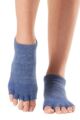 Mens and Women's 1 Pair ToeSox Half Toe Organic Cotton Low Rise Yoga Socks - Navy Blue