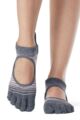 Women's 1 Pair ToeSox Bellarina Full Toe Organic Cotton Open Front Yoga Socks - Echo