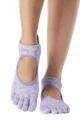 Women's 1 Pair ToeSox Bellarina Full Toe Organic Cotton Open Front Yoga Socks - Heather Purple