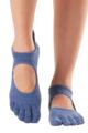 Women's 1 Pair ToeSox Bellarina Full Toe Organic Cotton Open Front Yoga Socks - Navy Blue