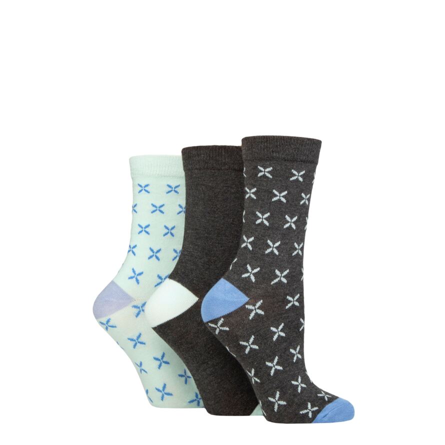 Ladies 3 Pair Glenmuir Patterned Bamboo Socks