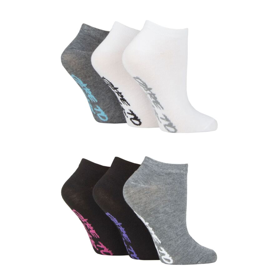 Ladies 6 Pair SOCKSHOP Dare to Wear Plain and Patterned Trainer Socks ...