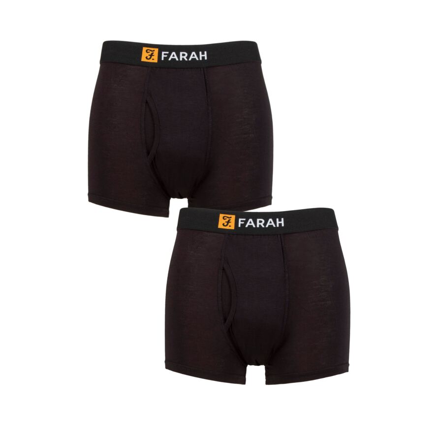 Mens 2 Pack Farah Classic Striped and Plain Bamboo Keyhole Trunks from ...