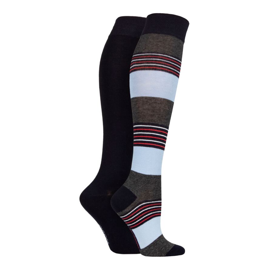 Ladies 2 Pair SOCKSHOP Plain Bamboo Knee High Socks with Smooth Toe ...