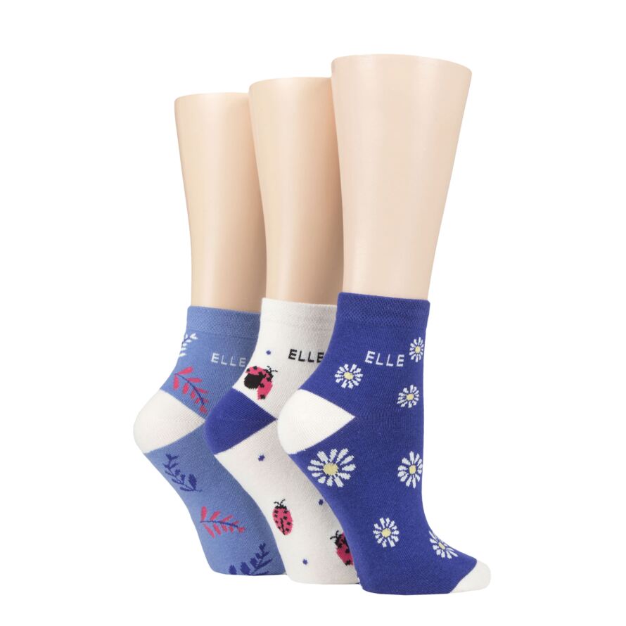 Ladies Elle Striped Cotton Ankle Socks from SOCKSHOP