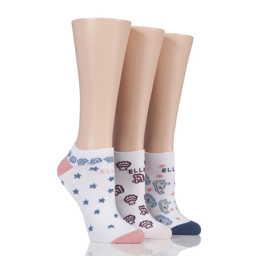 Ladies Elle Patterned Cotton No Show Socks | SOCKSHOP