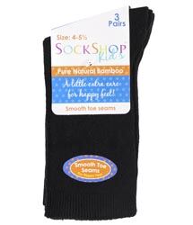 SOCKSHOP PLAIN BAMBOO SCHOOL SOCKS WITH HANDLINKED TOE SEEMS IN BLACK