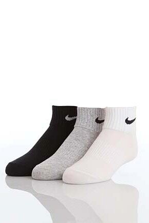 Youths 3 Pair Nike Performance Cotton Non Cushioned Quarter Socks In 4 ...