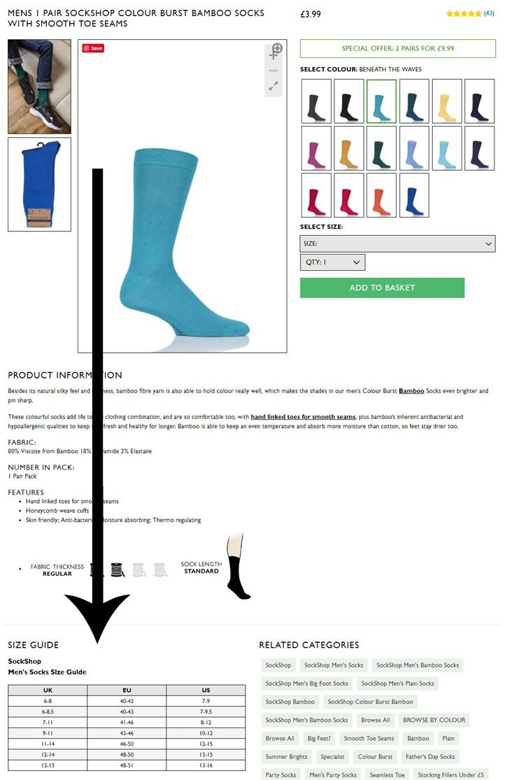 sock size to shoe size conversion